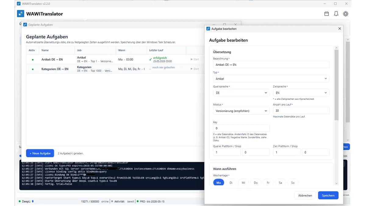 WAWITranslator V2 – Einstellungen