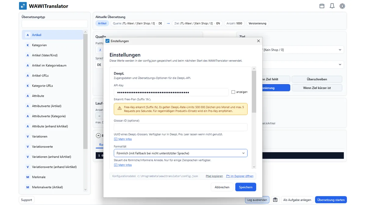 WAWITranslator V2 – Installationsassistent